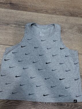 Nike Grey Heather Crop Tank with Subtle Swoosh Print